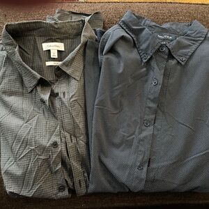 Calvin Klein Men's Black and Gray Button Down Shirts Sz xl slim fit